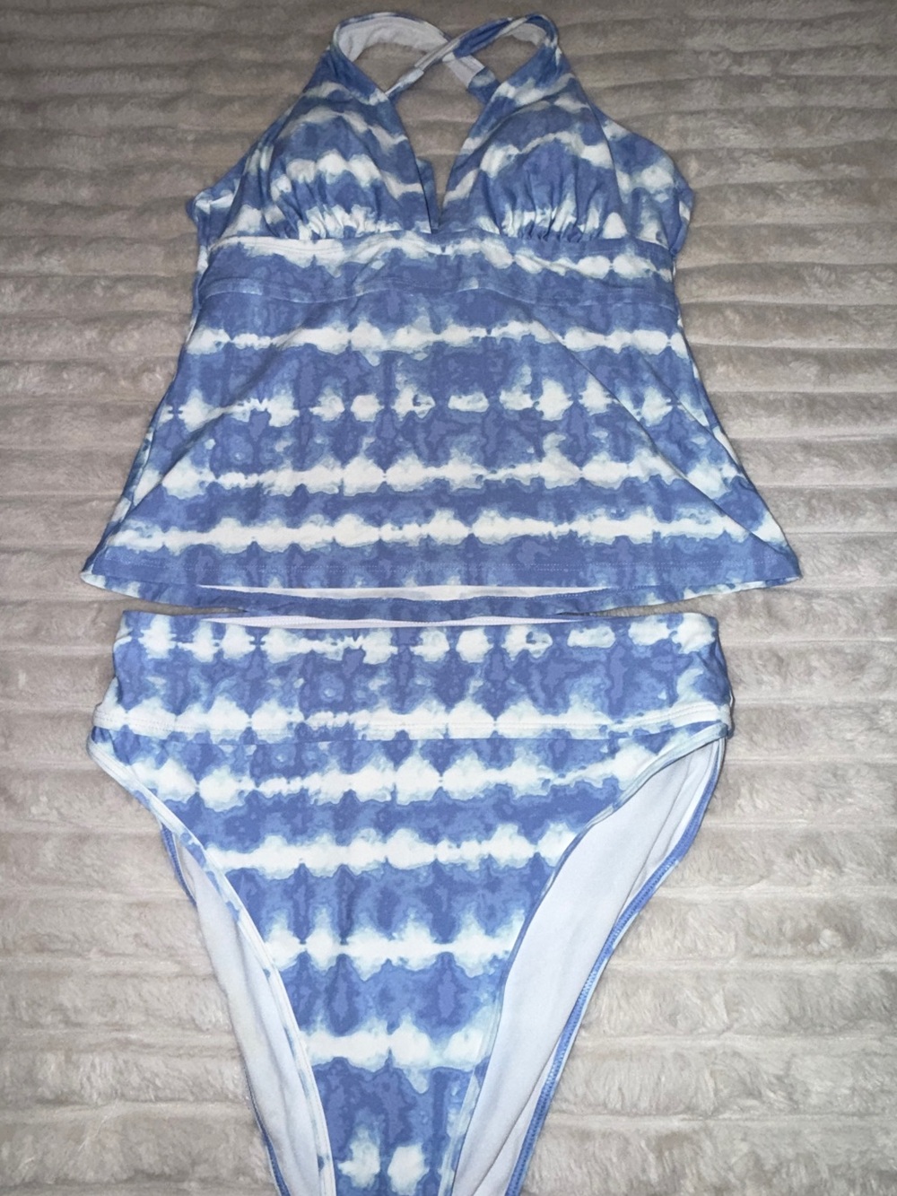 Blue Tie-Dye Two-Piece Tankini Swim Set - Women